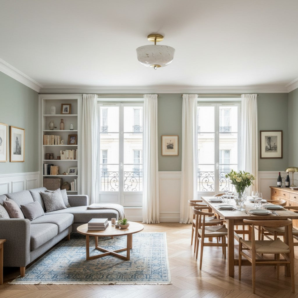 Clea Ronde Glazen Opbouwlamp - Gestippelde Kap voor Slaapkamer- en Gangverlichting