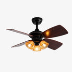 Charger l'image dans la visionneuse de la galerie, Angled view of black amber glass ceiling fan light
