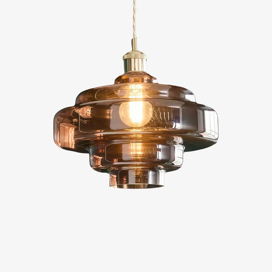 Suspension en Verre Coloré Style Vintage Bauhaus avec Accent Chrome
