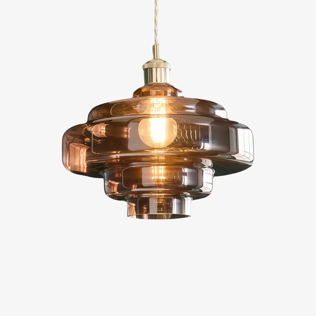 Bauhaus Vintage Style Colorful Glass Pendant Light Chrome Accent