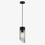 Cargar imagen en el visor de la Galería, Black ordinary pendant light with mesh shade and stone top