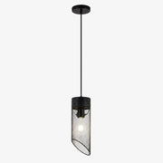 Black ordinary pendant light with mesh shade and stone top