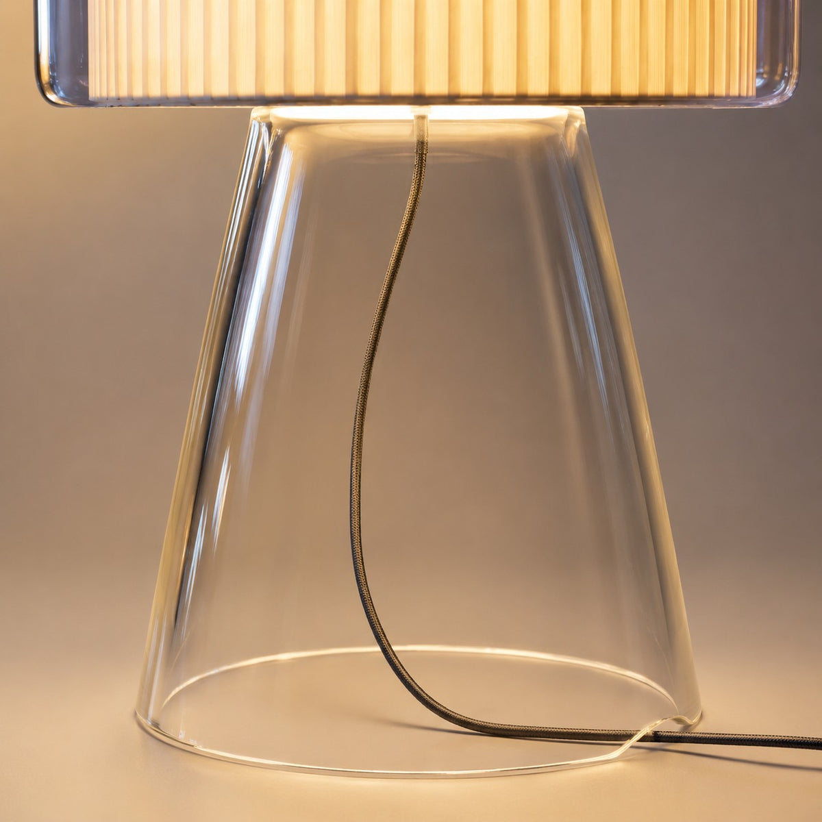Natural Glass Table Lamp With Fabric Shade