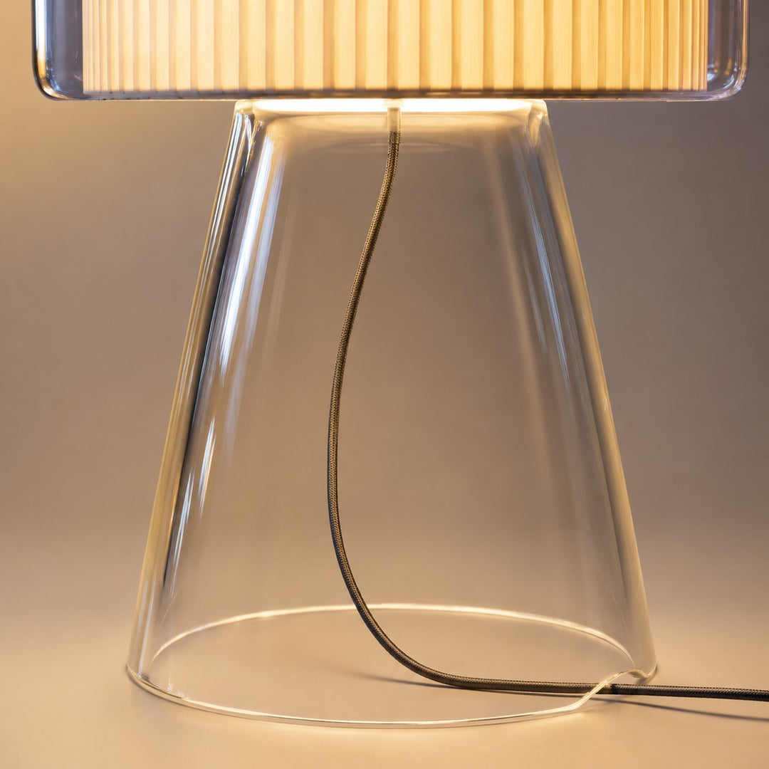Natural Glass Table Lamp With Fabric Shade
