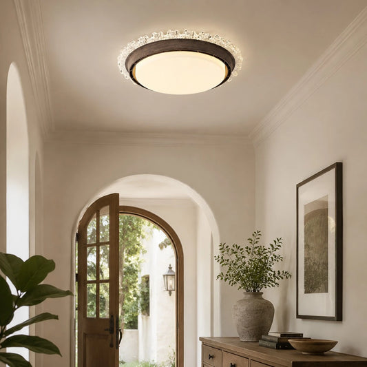 Flush mount ceiling fan light installed in a bedroom