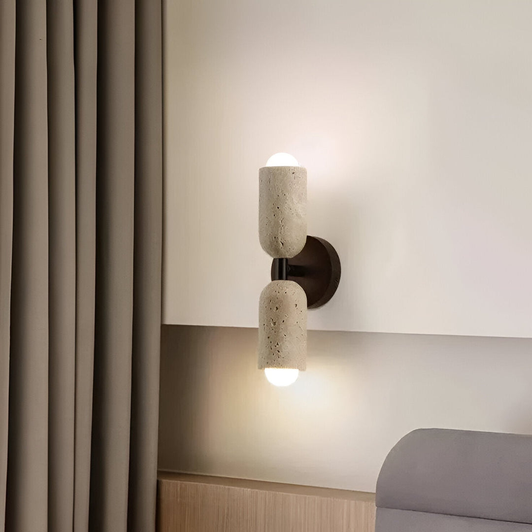 Applique da parete Merrill in travertino – Lampada LED moderna in stile nordico per camera da letto e corridoio
