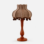Carica l'immagine nella visualizzazione Galleria, Vintage striped fabric wood table lamp front view