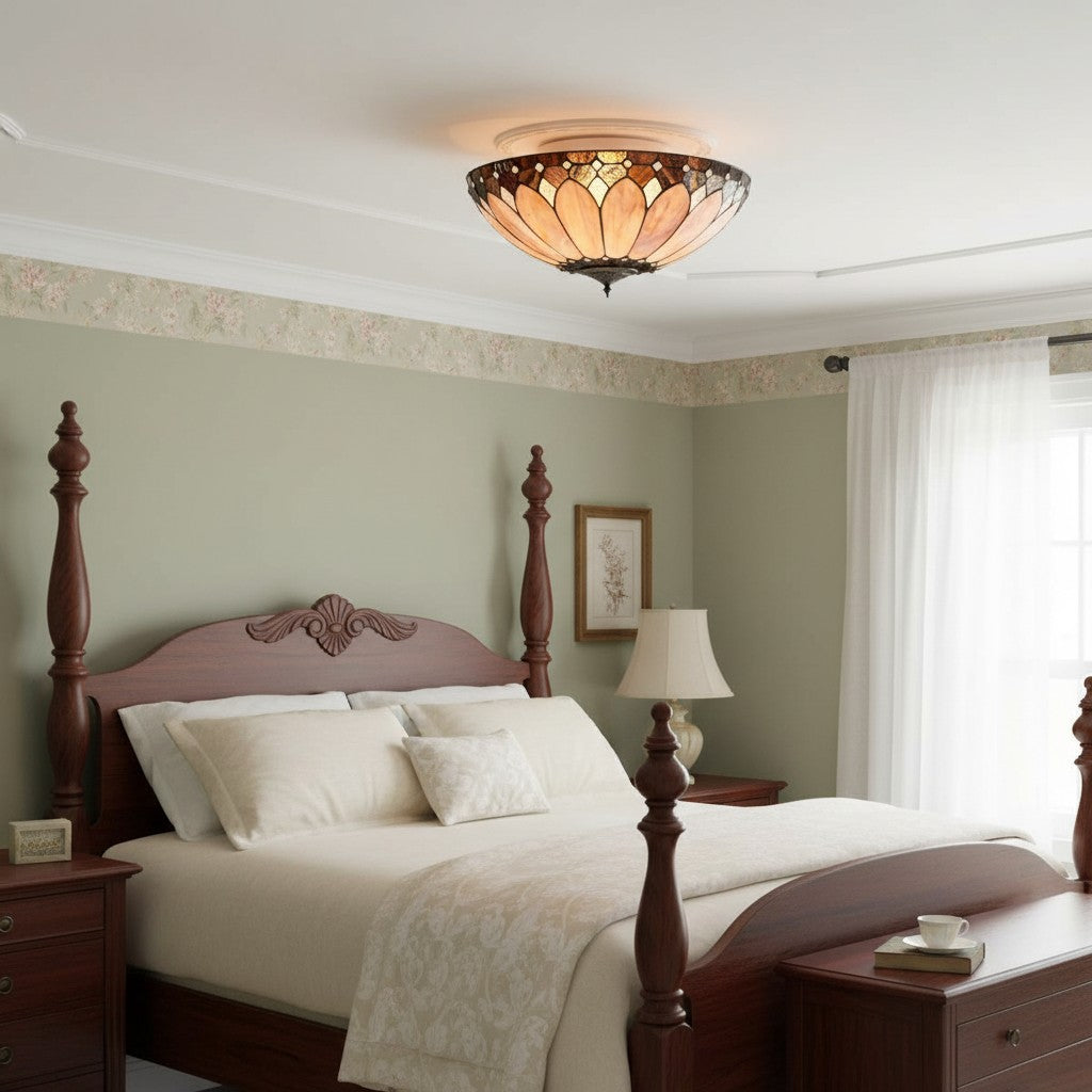 TF Brooklyn Tiffany glas plafondlamp - Art deco ontwerp voor hal of woonkamer