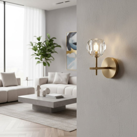 Lámpara de pared moderna Kristelle con prismas de cristal para hotel y dormitorio