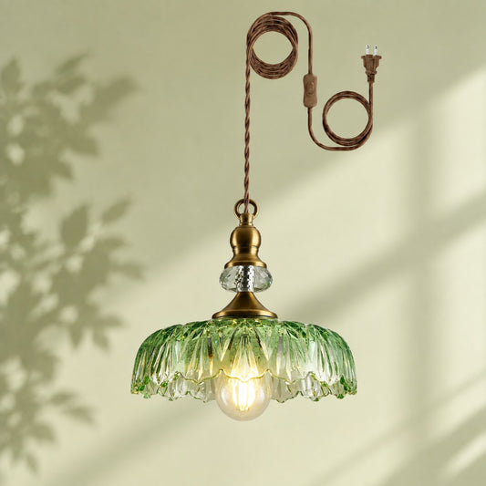 Verdoma bloemenhanglamp van glas met stekker