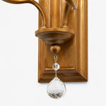 Cargar imagen en el visor de la Galería, Close view of brass lower frame and hanging crystal drop