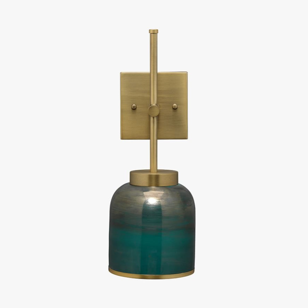 Helvo Vintage Metal Single Sconce - Green Glass Wall Light for Home Decor