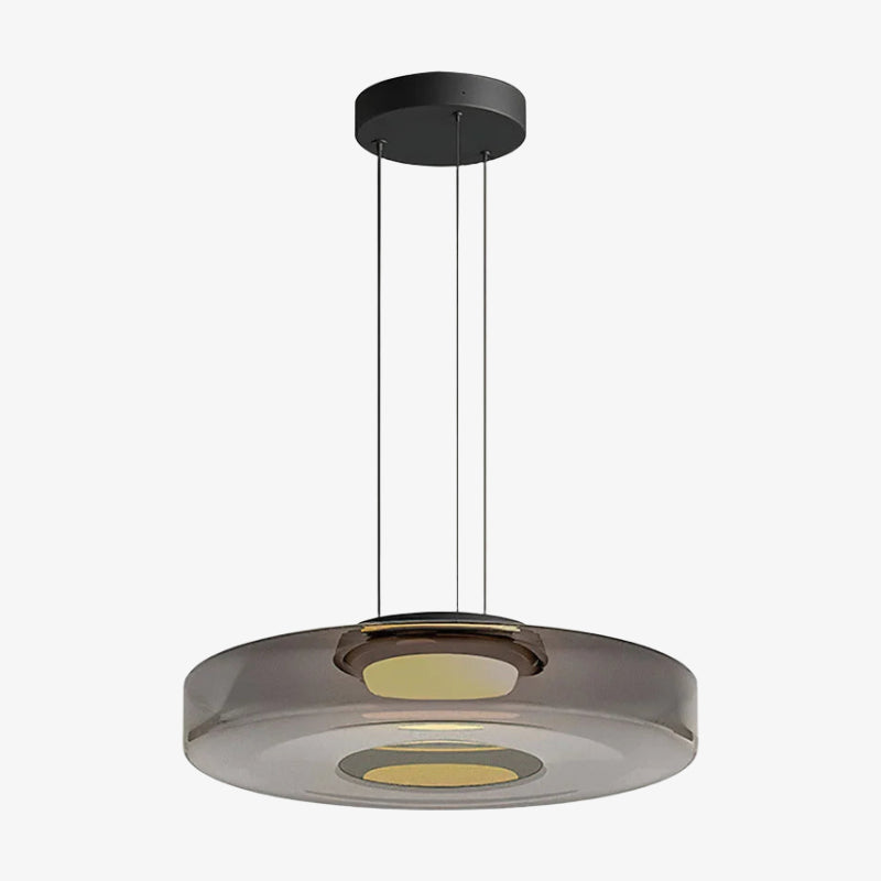 Lámpara colgante de vidrio multicapa contemporánea Nora - Luz colgante ajustable para sala de estar o isla de cocina