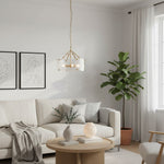 Afbeelding laden in galerijweergave, Panellux Decoratieve Hanglamp - Met de Hand Gemaakte Gebogen Glaspanelen met Geborstelde Messing Afwerking voor Foyer