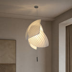 Load image into Gallery viewer, Pleated fabric pendant light installed in a room