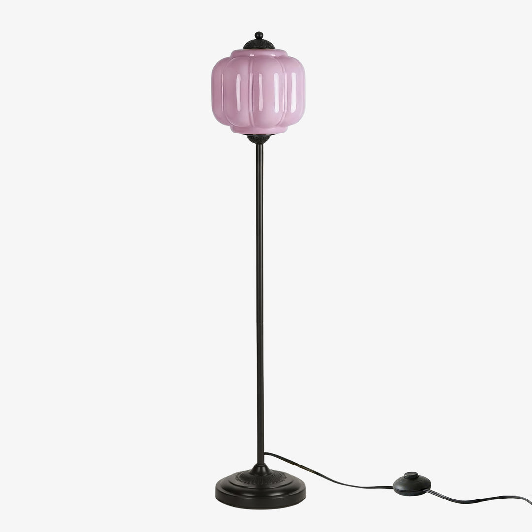 Eloise Strukturierte Glas-Kürbis-inspirierte Stehlampe - Organische Kunstfertigkeit und Retro-Stil für Wohnzimmer