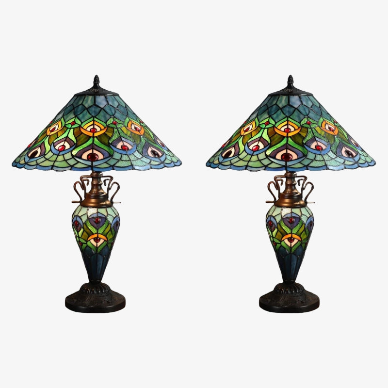 TF Oldbury bureaulamp - handgemaakte lamp van glas-in-lood voor slaapkamerlezen