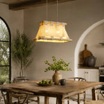 Charger l'image dans la visionneuse de la galerie, Wabi-sabi fabric pendant lamp above rustic dining table