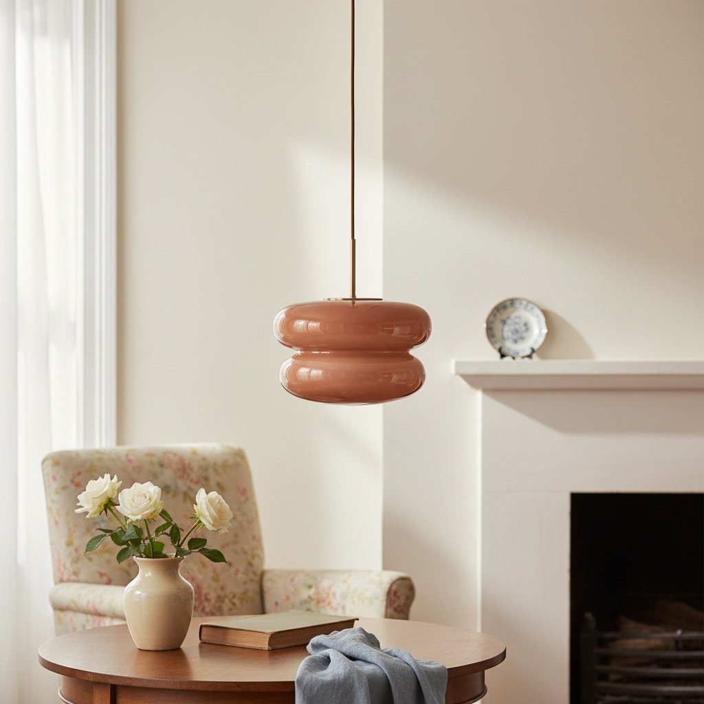 Opal Fluted Clear Glass Contemporary Pendant Lamp for Kitchen & Hallway