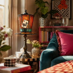 Cargar imagen en el visor de la Galería, Amber yellow table lamp styled in living room side table scene