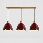 Cargar imagen en el visor de la Galería, Three-light brown leather linear pendant