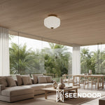 Load image into Gallery viewer, Vintage Eloise Milk Glass Flush Mount Ceiling Light - Vintage Charm Soft Glow
