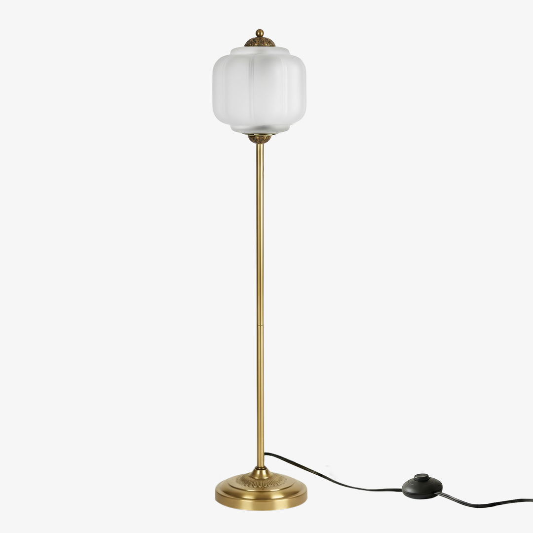 Eloise Strukturierte Glas-Kürbis-inspirierte Stehlampe - Organische Kunstfertigkeit und Retro-Stil für Wohnzimmer