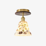 Cargar imagen en el visor de la Galería, Iron, wood and shell glass ceiling light product view
