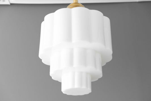 Lámpara Colgante Clásica Geotower con Cristal Blanco Lechoso para Pasillos y Dormitorios