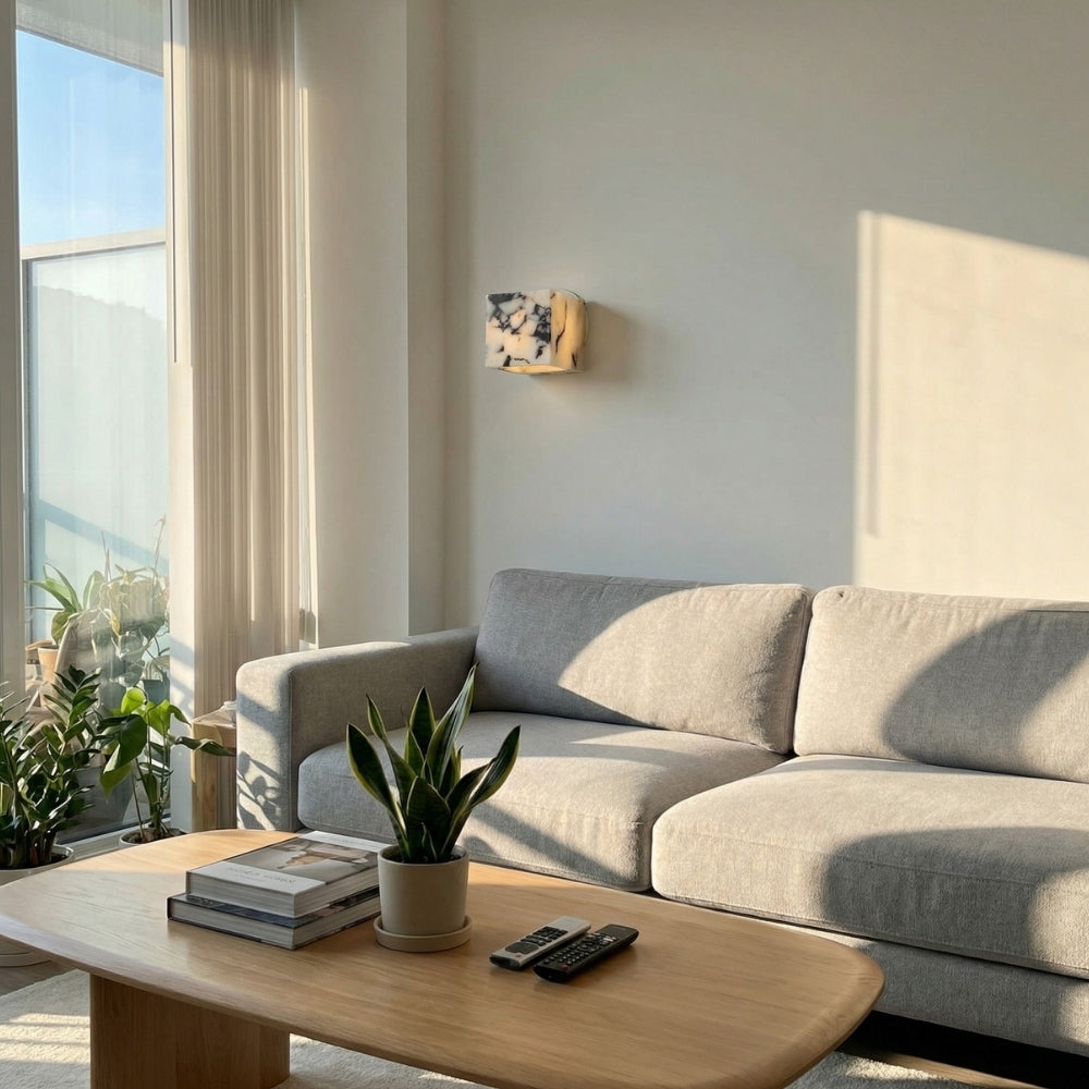 Alverra Moderner Wandleuchter Geometrisches Stein-Design - Stimmungsvolle Wandbeleuchtung für Wohnbereiche