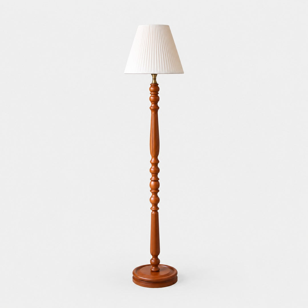 Vintage vloerlamp van massief hout met optioneel bijzettafeltje