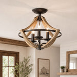 Load image into Gallery viewer, Distressed wood and rust ceiling light scene 4
