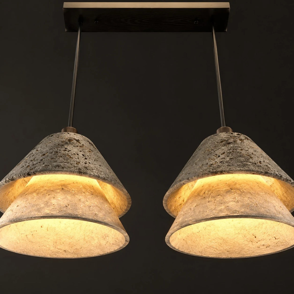 Grey Stone Pendant Light with Paper Diffuser