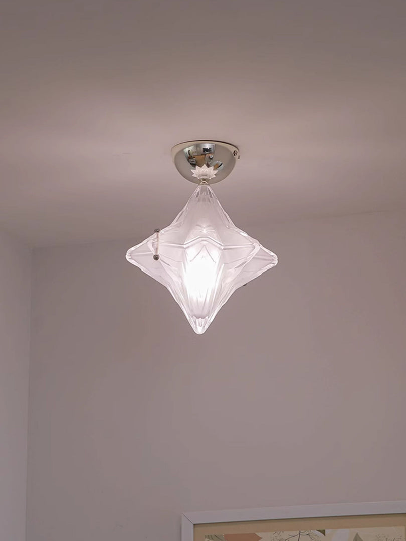 Art Deco Star Ceiling Lamp – Frosted Glass Fixture for Hallway & Entryway – Astris Ceres