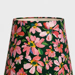 Bild in die Galerieansicht laden, Close-up of pink floral Liberty fabric lampshade texture and bound rim
