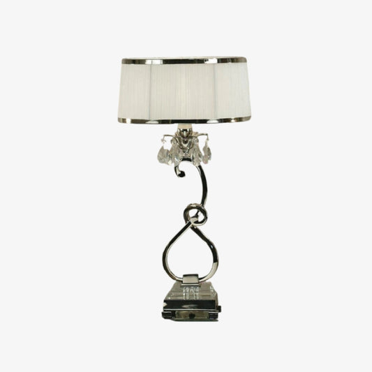 Lámpara de mesa decorativa Talonis de cristal – Estilo curvo en metal para interiores del hogar
