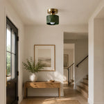 Cargar imagen en el visor de la Galería, Green jade brass ceiling light detail 04