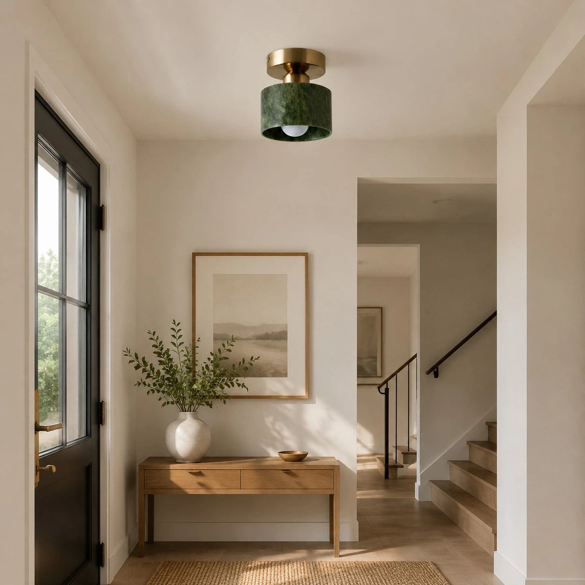 Green jade brass ceiling light detail 04