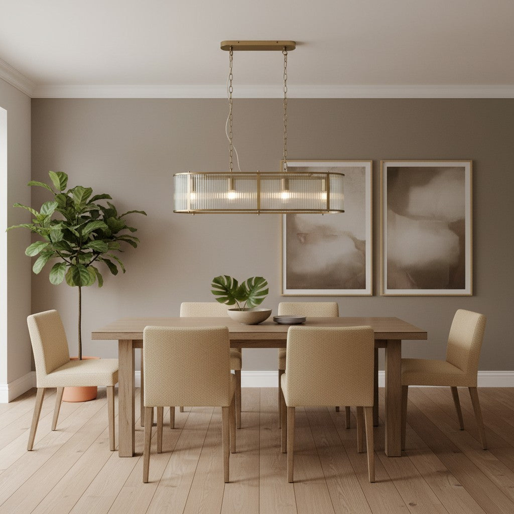 RibGlow gerippte Glas-Hängeleuchte – Hängeleuchte im Antikstil für Esszimmer