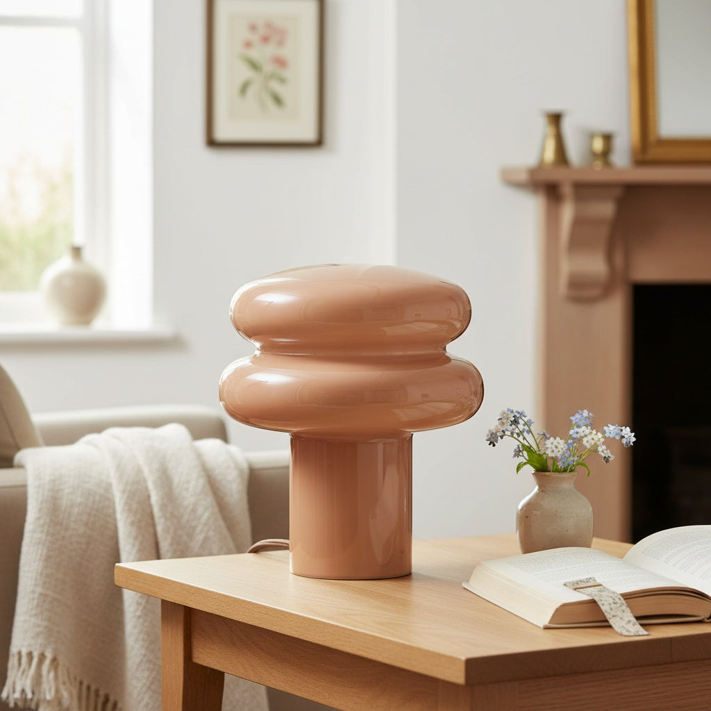 Opal Art Deco Milky White Glass Table Lamp for Bedroom & Living room