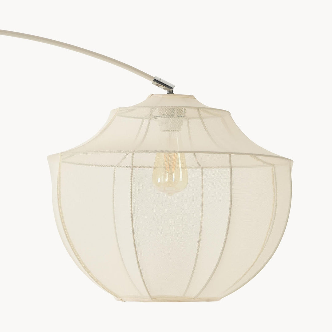 Lampe sur pied Lumifil Arc avec abat-jour en maille textile - Pied en métal pour un éclairage d'ambiance doux dans le salon