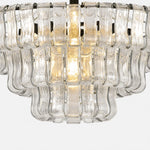 Afbeelding laden in galerijweergave, French vintage ripple glass chandelier with smoked glass