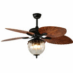Cargar imagen en el visor de la Galería, Konoha and Banana Leaf Wooden Ceiling Fan Light