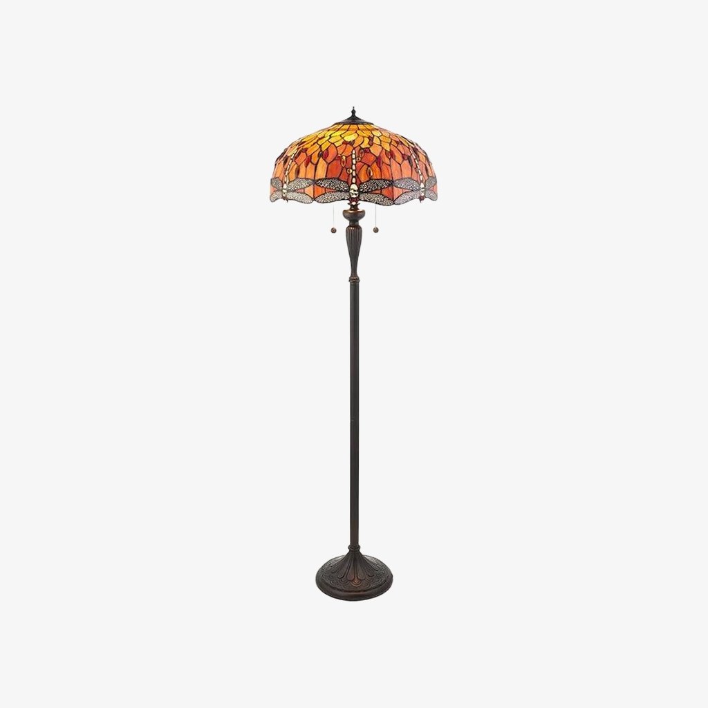 TF Dragonfly Motif Floor Lamp – Vintage Stained-Glass for Living Rooms