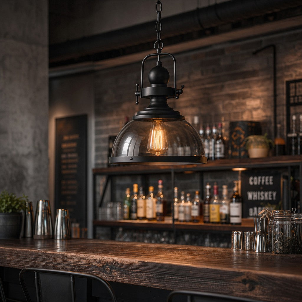 Ivoran Industrial Metal Smoky Glass Pendant Lamp — Suitable for Kitchen Island