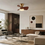 Afbeelding laden in galerijweergave, Natural copper ceiling fan light in a modern living room