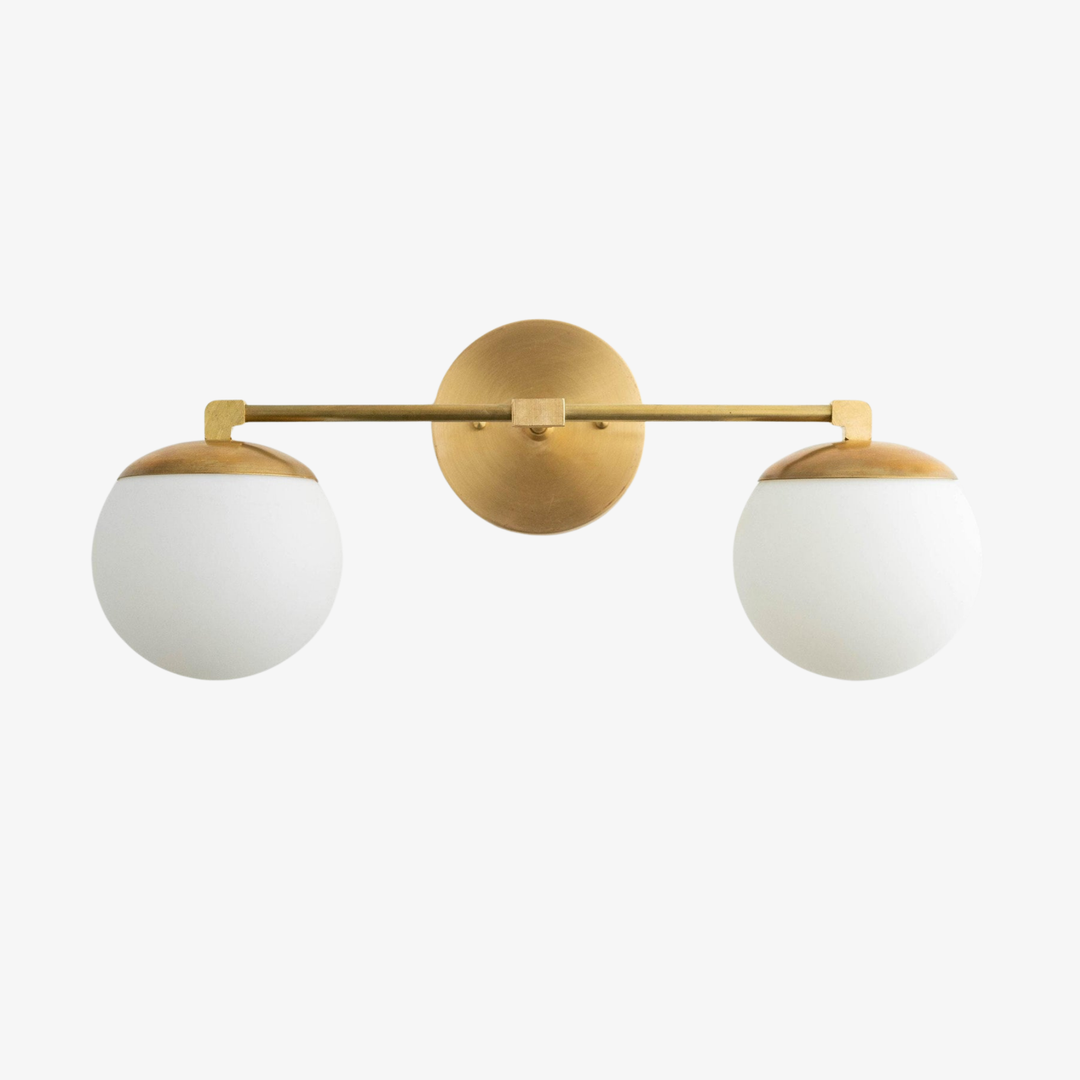 Glorica Glass Vanity Light - Art Deco Brass Wall Globe Fixture Modern