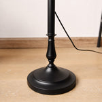 Afbeelding laden in galerijweergave, Black metal floor lamp base and foot switch cord detail