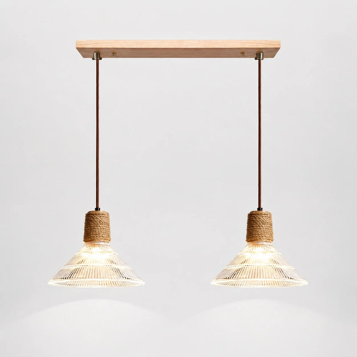 Rustic Woven Rope Glass Pendant Light Collection