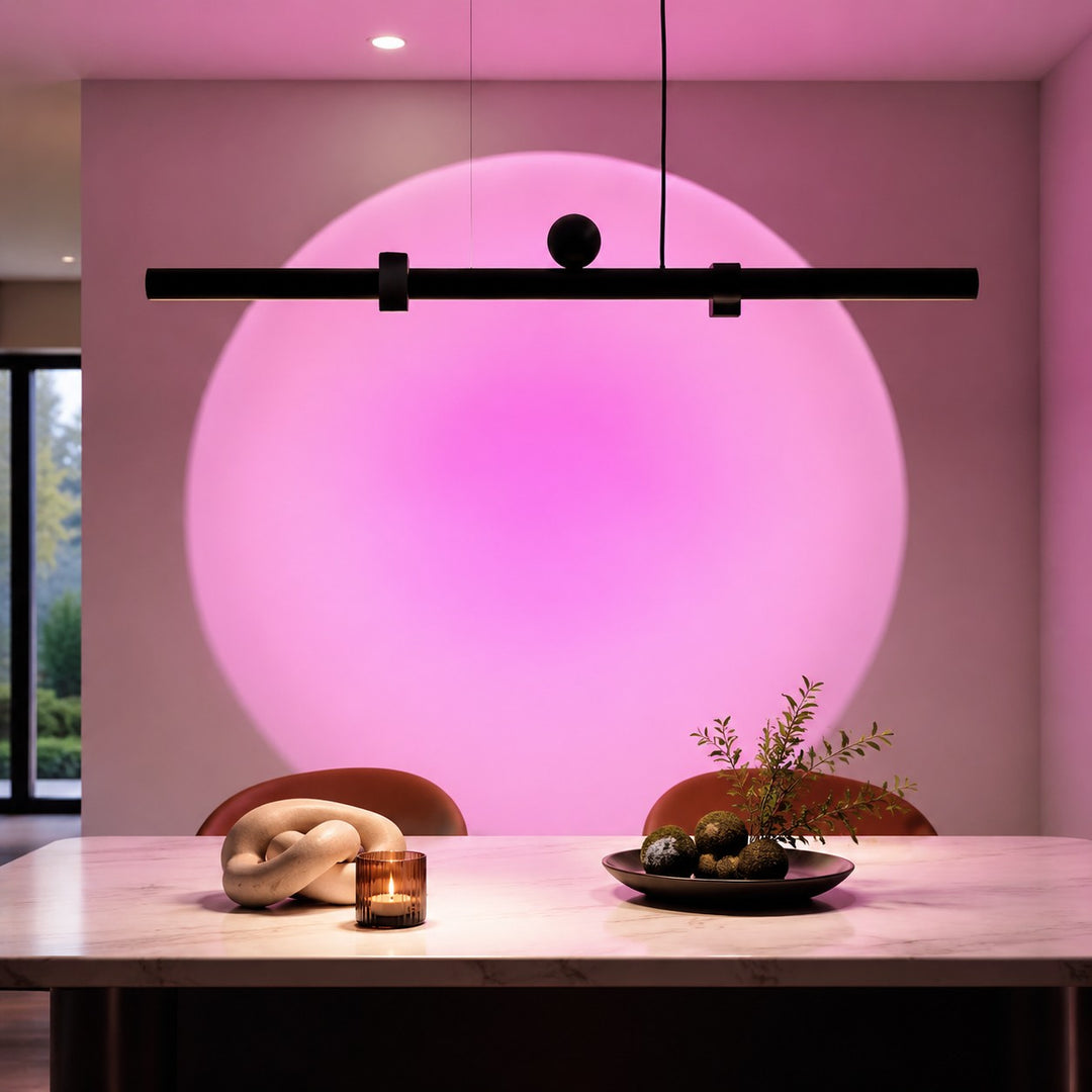 Lámpara colgante lineal para comedor con luz de lavado de pared